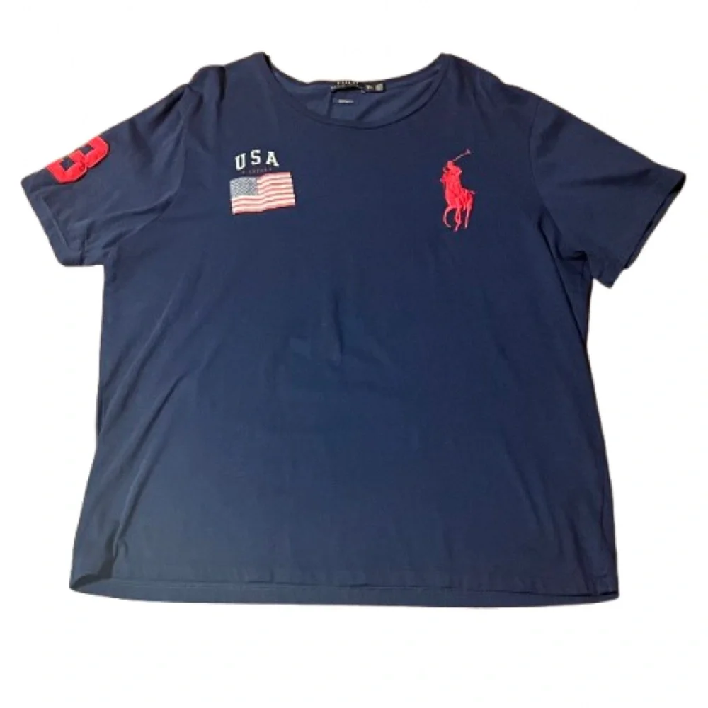 Polo Ralph Lauren USA Big Pony Short Sleeve Tee Size XXL Preppy Luxe Vintage